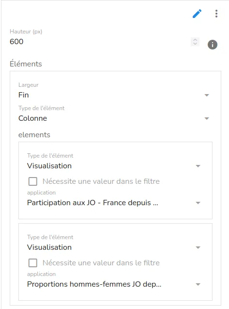 Sélectionnez les paramètres pour la deuxième ligne